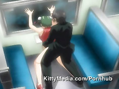 Девушка в красном платье отсасывает в поезде извращенцу в очках