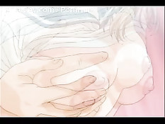 Аниме девки поочерёдно сосут член парню со светящимися глазами