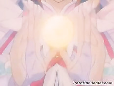 Парень долго ласкал возбуждённые розовые соски аниме девушки