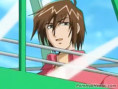 Парень долго ласкал возбуждённые розовые соски аниме девушки