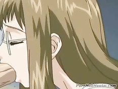 Злые дяденьки заставили молодую аниме скромницу сделать минет