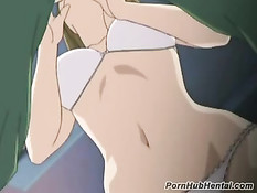 Злые дяденьки заставили молодую аниме скромницу сделать минет