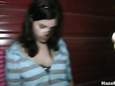 Лесбиянки издеваются над девушками заставляя их раздеться при всех