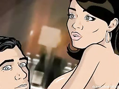 Жёсткая брюнетка с пушкой в номере отеля скачет на большом члене