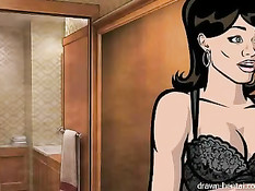 Жёсткая брюнетка с пушкой в номере отеля скачет на большом члене