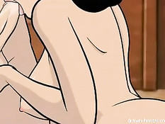 Жёсткая брюнетка с пушкой в номере отеля скачет на большом члене