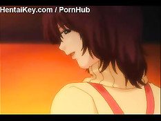 Две грудастые аниме малышки вместе сосут возбуждённый член парня