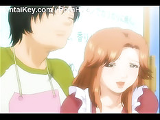 Две грудастые аниме малышки вместе сосут возбуждённый член парня