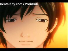 Две грудастые аниме малышки вместе сосут возбуждённый член парня