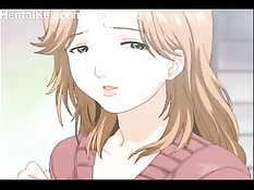 Мужик на кровати трахает раком аниме девчонку и кончает ей в рот