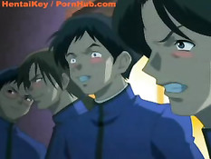 Связанная учительница без своего желания участвует в групповухе