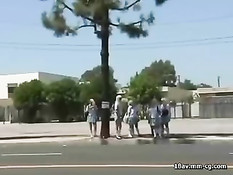 Блондиночка в автобусе подрочила и отсосала член азиатскому парню