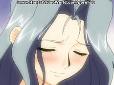 Парень на кровати занимался любовью с двумя хентай девушками