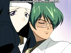 Парень на кровати занимался любовью с двумя хентай девушками