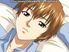 Хентай госпожа привязала возбуждённого парня к кровати и оттрахала