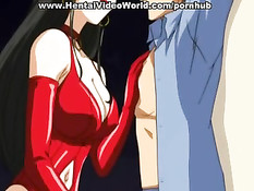 Хентай госпожа привязала возбуждённого парня к кровати и оттрахала