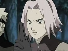 Наруто Удзумаки с товарищем оттрахали девчонку в киску и анус