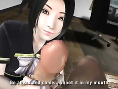 Японский порно мультфильм с минетом и дрочкой грудью Umemaro 3D