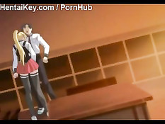 Уединившись с парнем аниме блондинка сосала возбуждённый член