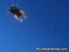 Хентай девчонка с волосатой киской насаживается на большой член