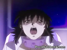 Хентай девчонка с волосатой киской насаживается на большой член