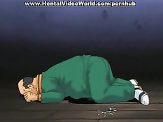 Аниме девушка взяла в рот огромный член и получила его в задницу