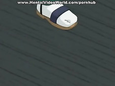 Аниме девушка взяла в рот огромный член и получила его в задницу