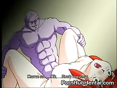 Фиолетовый монстр трахнул девчонку в рот и раком, а кончил в лицо