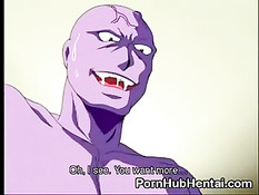 Фиолетовый монстр трахнул девчонку в рот и раком, а кончил в лицо