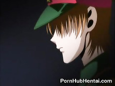 Милая аниме девчонка с розовыми волосами садится на длинный член