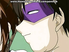 Ребята в масках на лице связали девушку и ласкали большой клитор