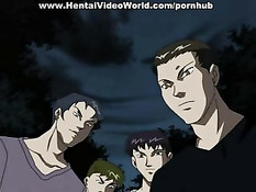 Догнали девку в лесу и поставив на колени заставили сделать минет