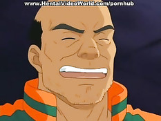 Две аниме лесбиянки вылизывают привязанной девушке киску и соски