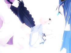 Подружка в короткой юбочке оттрахала страпоном голубоглазую детку