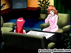 Аниме лесбиянка помогает подруге вытащить из киски секс игрушку