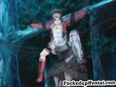 Связанная красавица стонет от приятных ласк больших сисек и киски