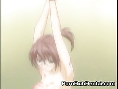Парень отвязал сисястую хентай девочку и побрил ей волосы на лобке