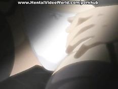 Парень набросился на грудастую хентай брюнетку и оттрахал раком