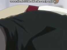 Парень набросился на грудастую хентай брюнетку и оттрахал раком