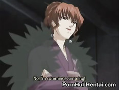 Симпатичная хентай детка залезла на член по принуждению монстра