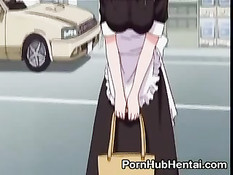 Хентай горничная получает член в рот по самое горло и в мокрую киску