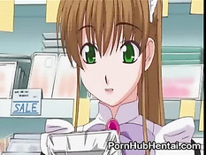 Хентай горничная получает член в рот по самое горло и в мокрую киску