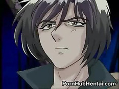 Аниме детка берёт в рот большой член, в то время как ей делают куни