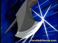 Аниме детка берёт в рот большой член, в то время как ей делают куни