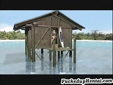 Мужик оттрахал анально симпатичную брюнетку в хижине на берегу