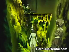 Щупалцы обвили хентай девчонку и ласкали все её эрогенные зоны