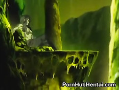 Щупалцы обвили хентай девчонку и ласкали все её эрогенные зоны