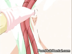 Связанной хентай детке заткнули рот кляпом и всунули в киску дилдо