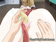 Связанной хентай детке заткнули рот кляпом и всунули в киску дилдо