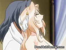 Аниме малышка ласкала большую грудь руками и отлизывала письку